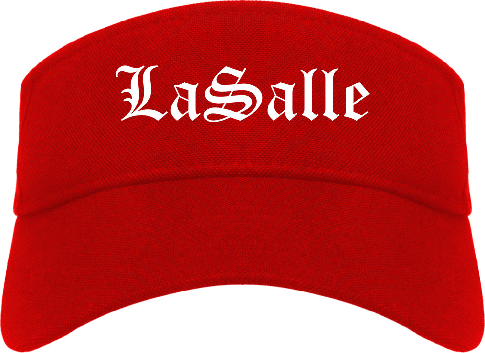 LaSalle Illinois IL Old English Mens Visor Cap Hat Red