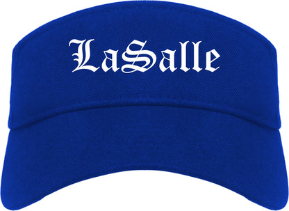 LaSalle Illinois IL Old English Mens Visor Cap Hat Royal Blue