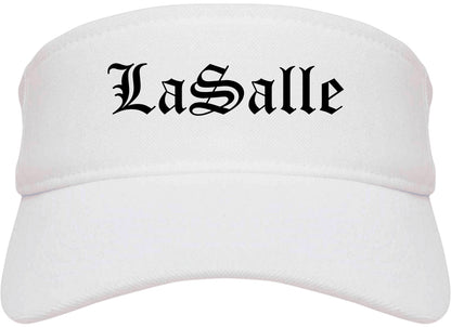LaSalle Illinois IL Old English Mens Visor Cap Hat White