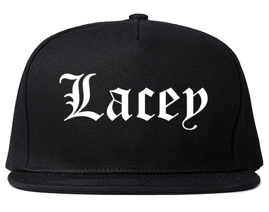 Lacey Washington WA Old English Mens Snapback Hat Black