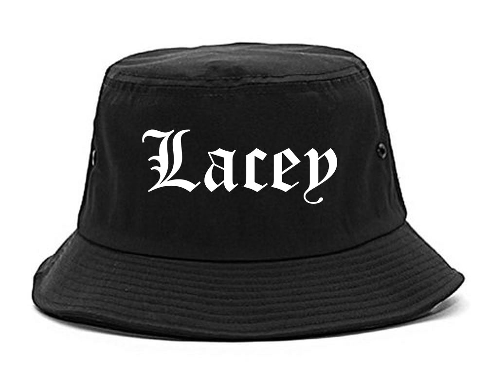 Lacey Washington WA Old English Mens Bucket Hat Black