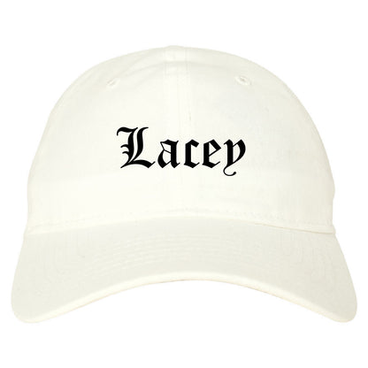 Lacey Washington WA Old English Mens Dad Hat Baseball Cap White