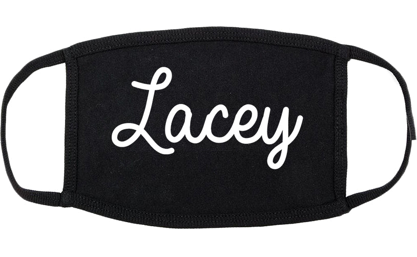 Lacey Washington WA Script Cotton Face Mask Black