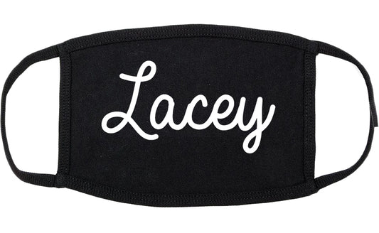 Lacey Washington WA Script Cotton Face Mask Black