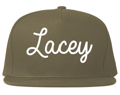 Lacey Washington WA Script Mens Snapback Hat Grey