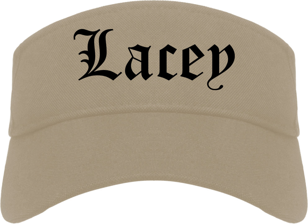 Lacey Washington WA Old English Mens Visor Cap Hat Khaki