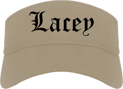 Lacey Washington WA Old English Mens Visor Cap Hat Khaki