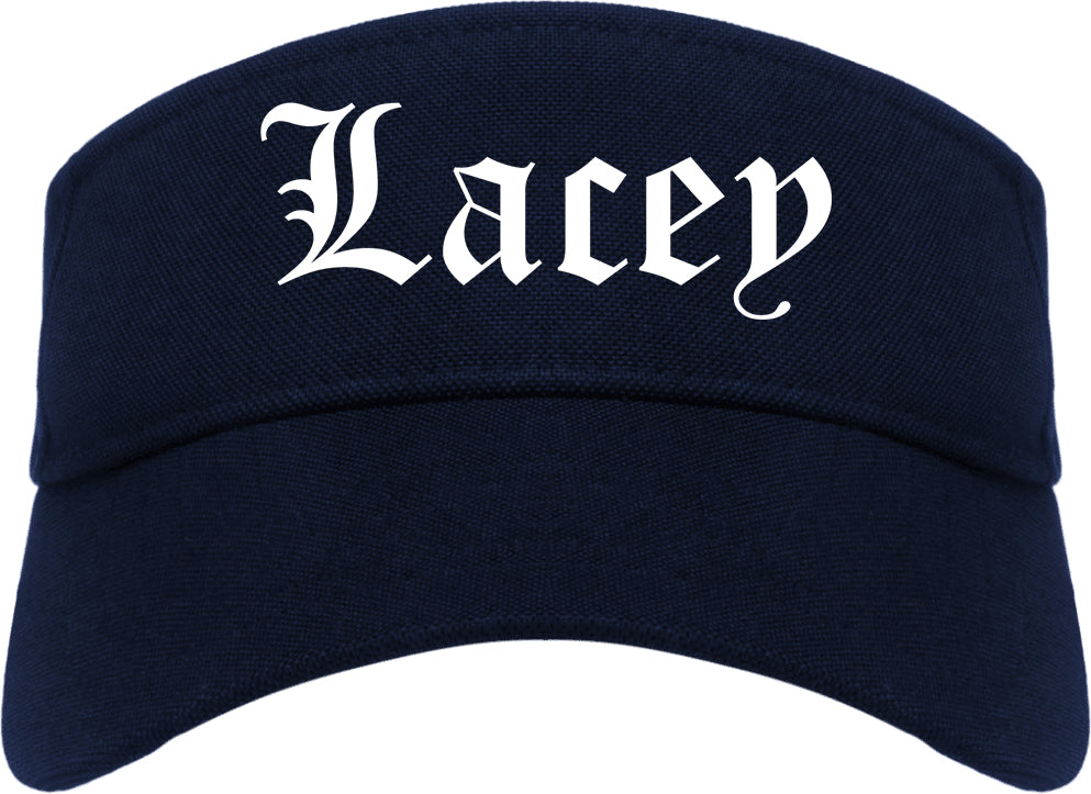 Lacey Washington WA Old English Mens Visor Cap Hat Navy Blue