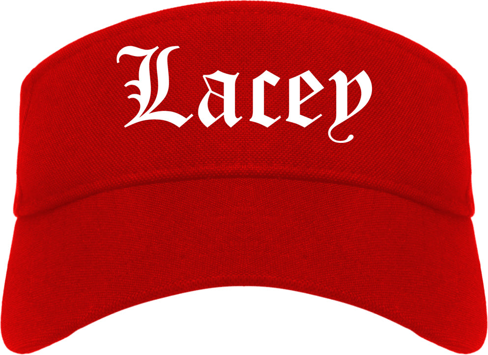 Lacey Washington WA Old English Mens Visor Cap Hat Red