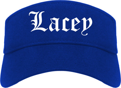 Lacey Washington WA Old English Mens Visor Cap Hat Royal Blue