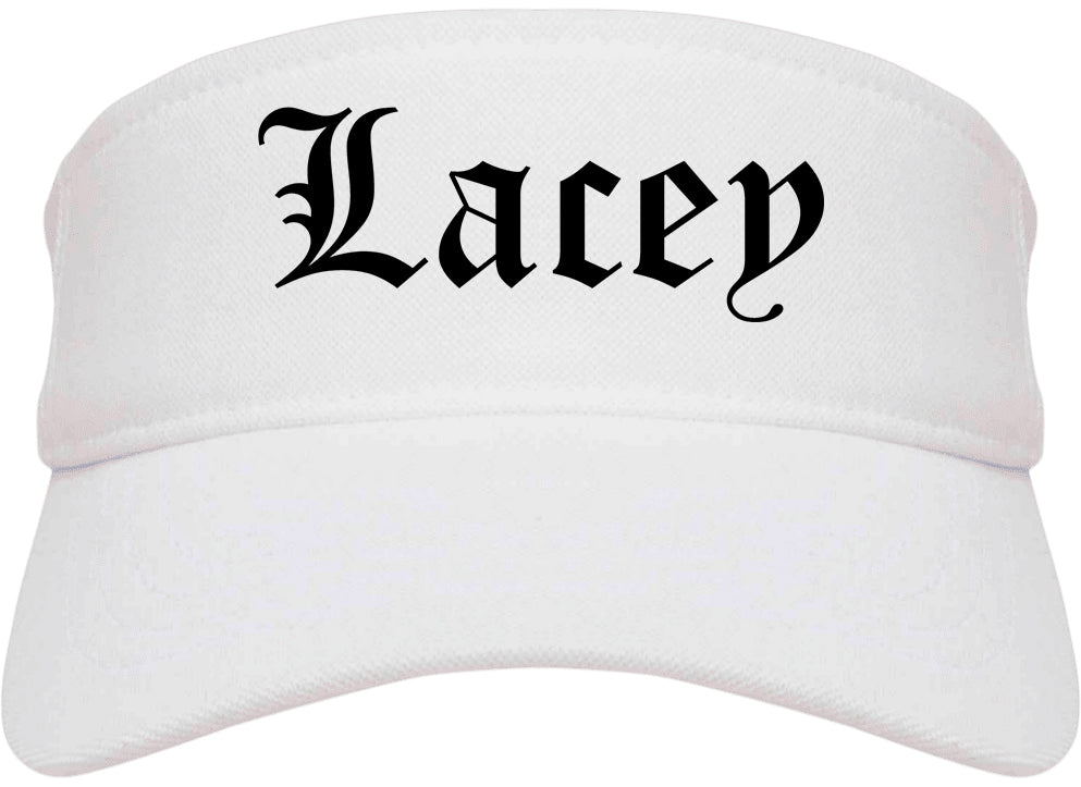 Lacey Washington WA Old English Mens Visor Cap Hat White