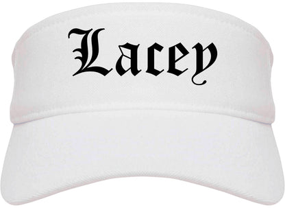 Lacey Washington WA Old English Mens Visor Cap Hat White