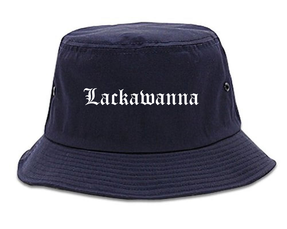 Lackawanna New York NY Old English Mens Bucket Hat Navy Blue