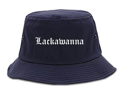 Lackawanna New York NY Old English Mens Bucket Hat Navy Blue