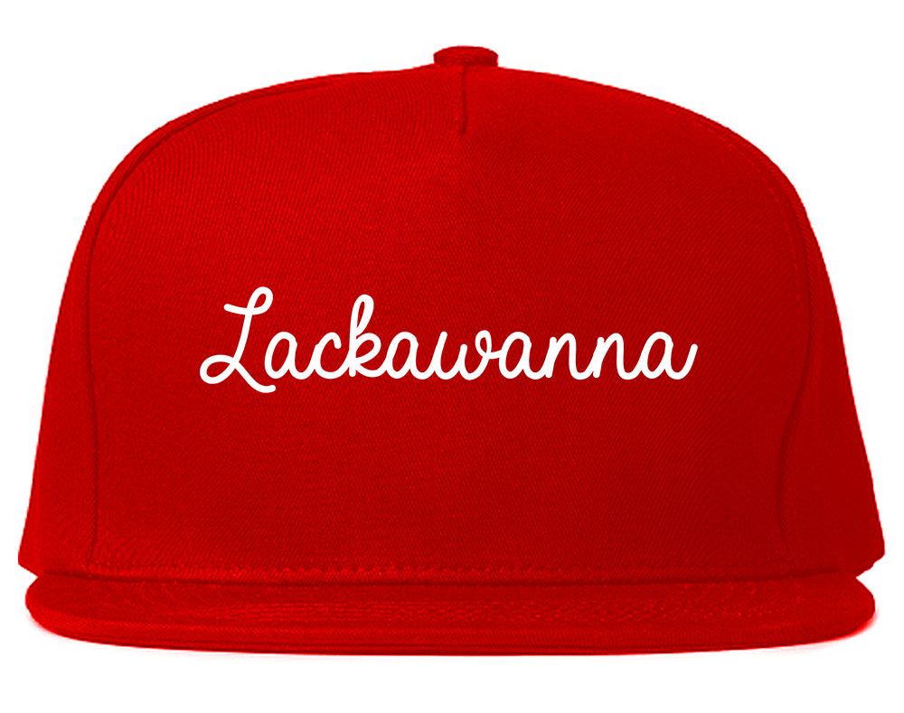 Lackawanna New York NY Script Mens Snapback Hat Red