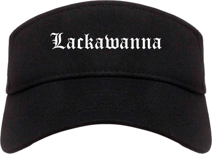 Lackawanna New York NY Old English Mens Visor Cap Hat Black