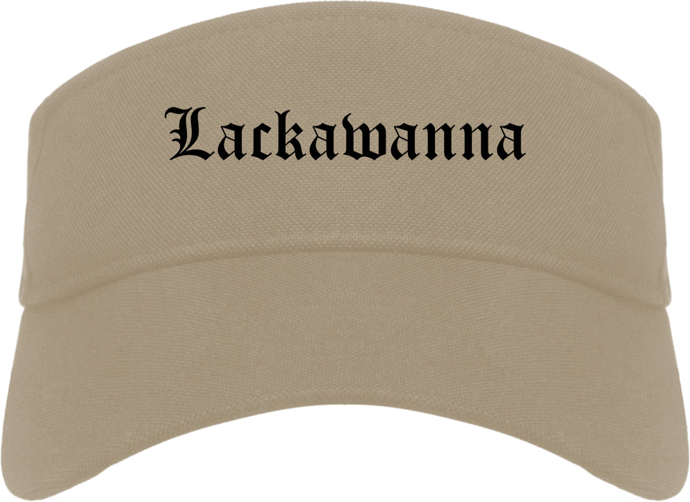 Lackawanna New York NY Old English Mens Visor Cap Hat Khaki