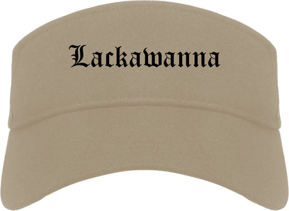 Lackawanna New York NY Old English Mens Visor Cap Hat Khaki