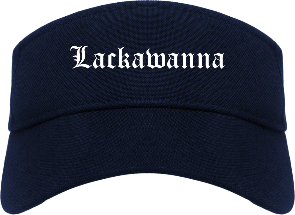 Lackawanna New York NY Old English Mens Visor Cap Hat Navy Blue