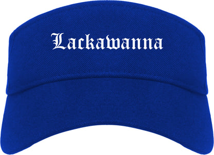 Lackawanna New York NY Old English Mens Visor Cap Hat Royal Blue