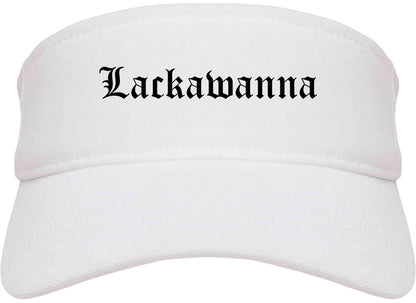 Lackawanna New York NY Old English Mens Visor Cap Hat White