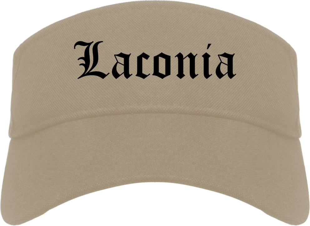 Laconia New Hampshire NH Old English Mens Visor Cap Hat Khaki