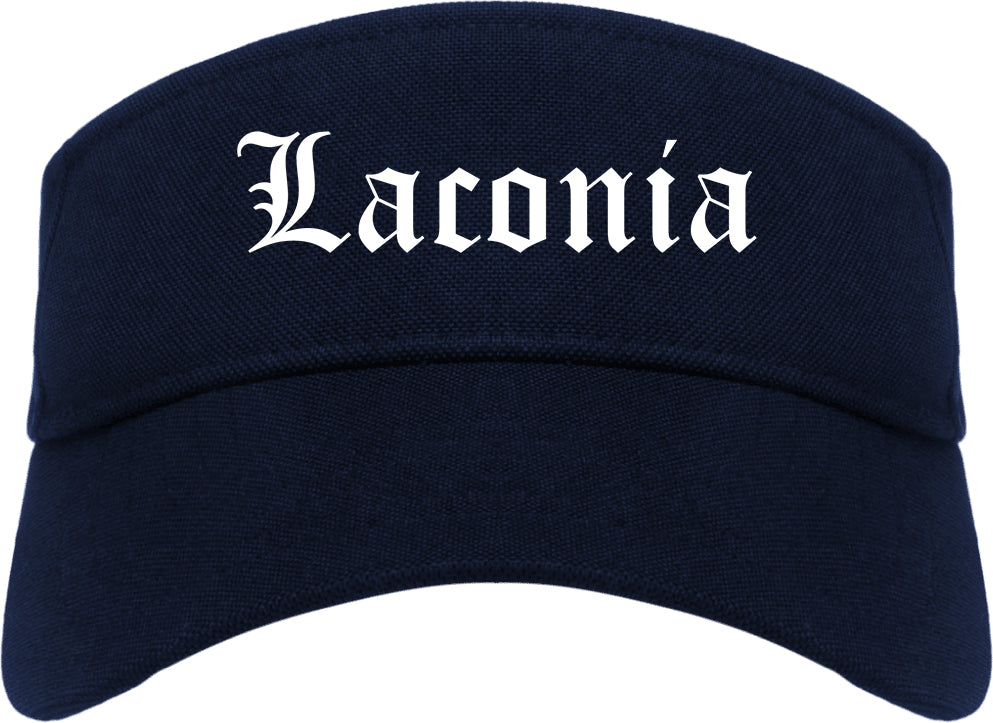 Laconia New Hampshire NH Old English Mens Visor Cap Hat Navy Blue
