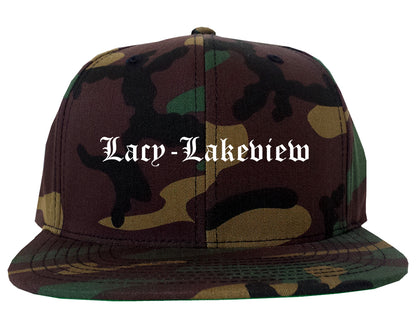 Lacy Lakeview Texas TX Old English Mens Snapback Hat Army Camo
