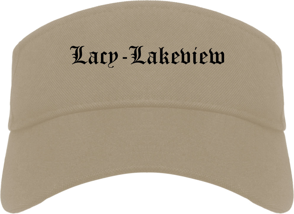 Lacy Lakeview Texas TX Old English Mens Visor Cap Hat Khaki