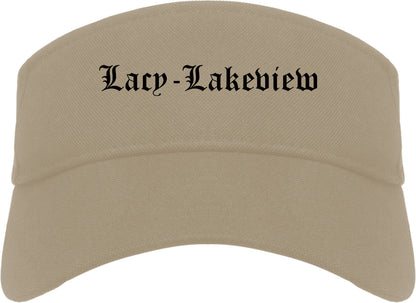 Lacy Lakeview Texas TX Old English Mens Visor Cap Hat Khaki