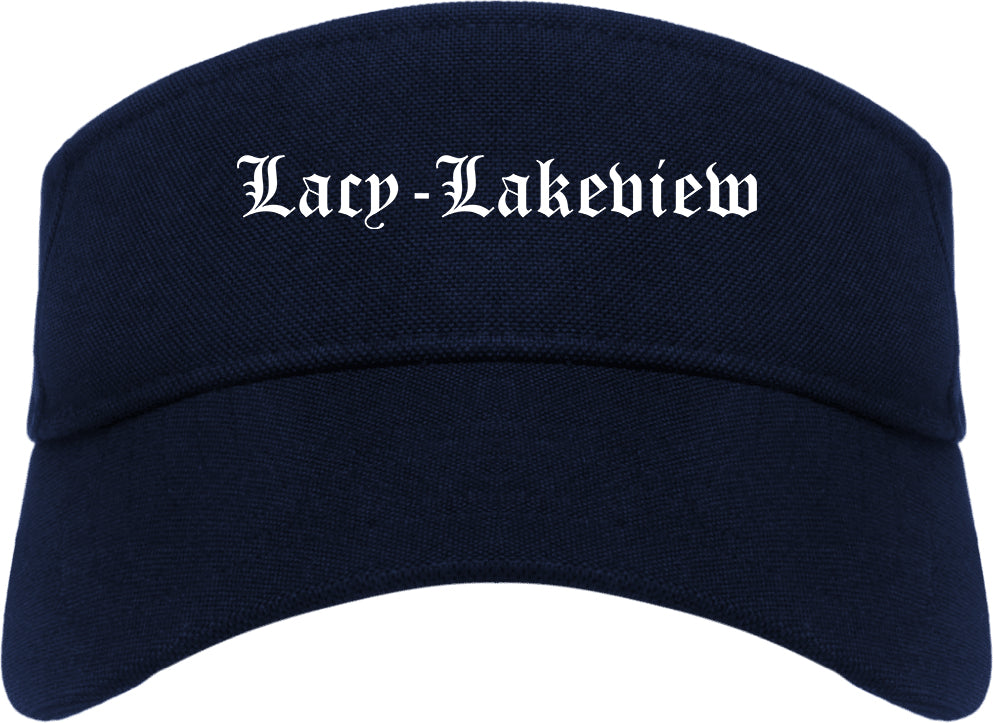 Lacy Lakeview Texas TX Old English Mens Visor Cap Hat Navy Blue