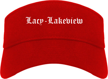 Lacy Lakeview Texas TX Old English Mens Visor Cap Hat Red