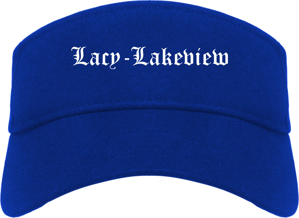 Lacy Lakeview Texas TX Old English Mens Visor Cap Hat Royal Blue