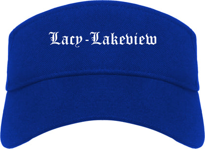 Lacy Lakeview Texas TX Old English Mens Visor Cap Hat Royal Blue