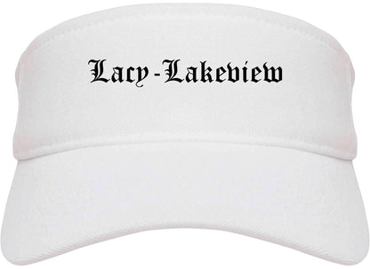 Lacy Lakeview Texas TX Old English Mens Visor Cap Hat White