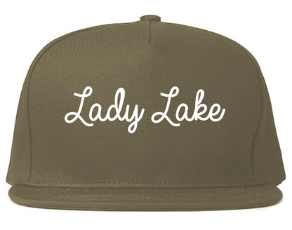 Lady Lake Florida FL Script Mens Snapback Hat Grey