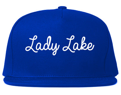 Lady Lake Florida FL Script Mens Snapback Hat Royal Blue