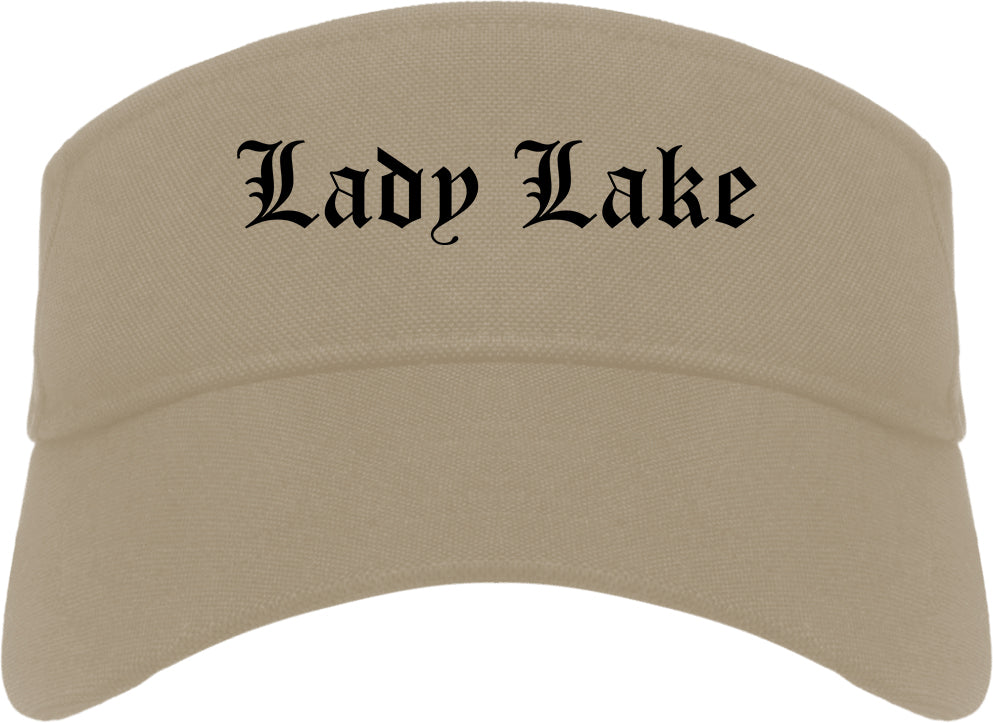 Lady Lake Florida FL Old English Mens Visor Cap Hat Khaki