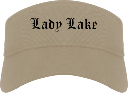 Lady Lake Florida FL Old English Mens Visor Cap Hat Khaki