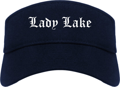 Lady Lake Florida FL Old English Mens Visor Cap Hat Navy Blue