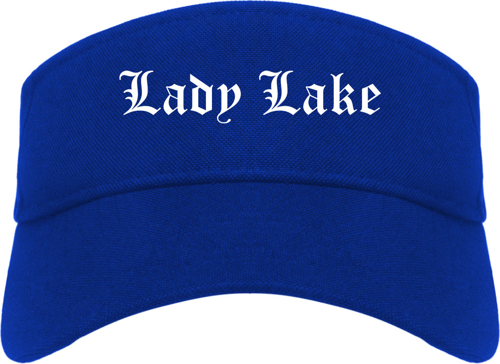Lady Lake Florida FL Old English Mens Visor Cap Hat Royal Blue