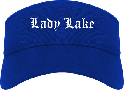 Lady Lake Florida FL Old English Mens Visor Cap Hat Royal Blue