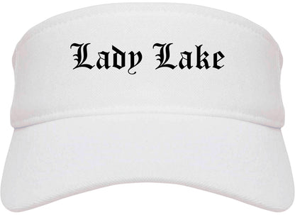 Lady Lake Florida FL Old English Mens Visor Cap Hat White