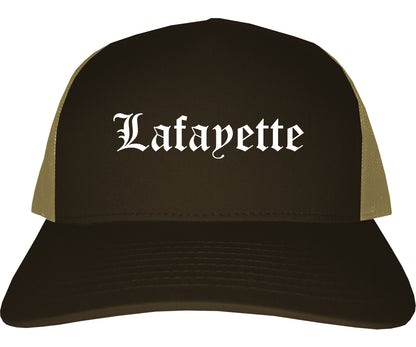 Lafayette California CA Old English Mens Trucker Hat Cap Brown