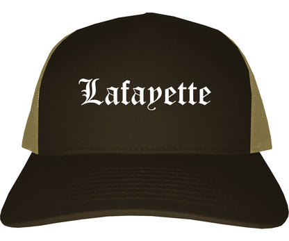 Lafayette Colorado CO Old English Mens Trucker Hat Cap Brown