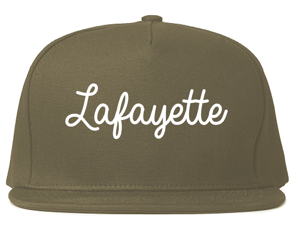 Lafayette Colorado CO Script Mens Snapback Hat Grey
