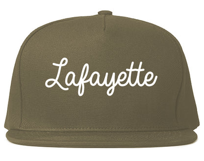 Lafayette Colorado CO Script Mens Snapback Hat Grey