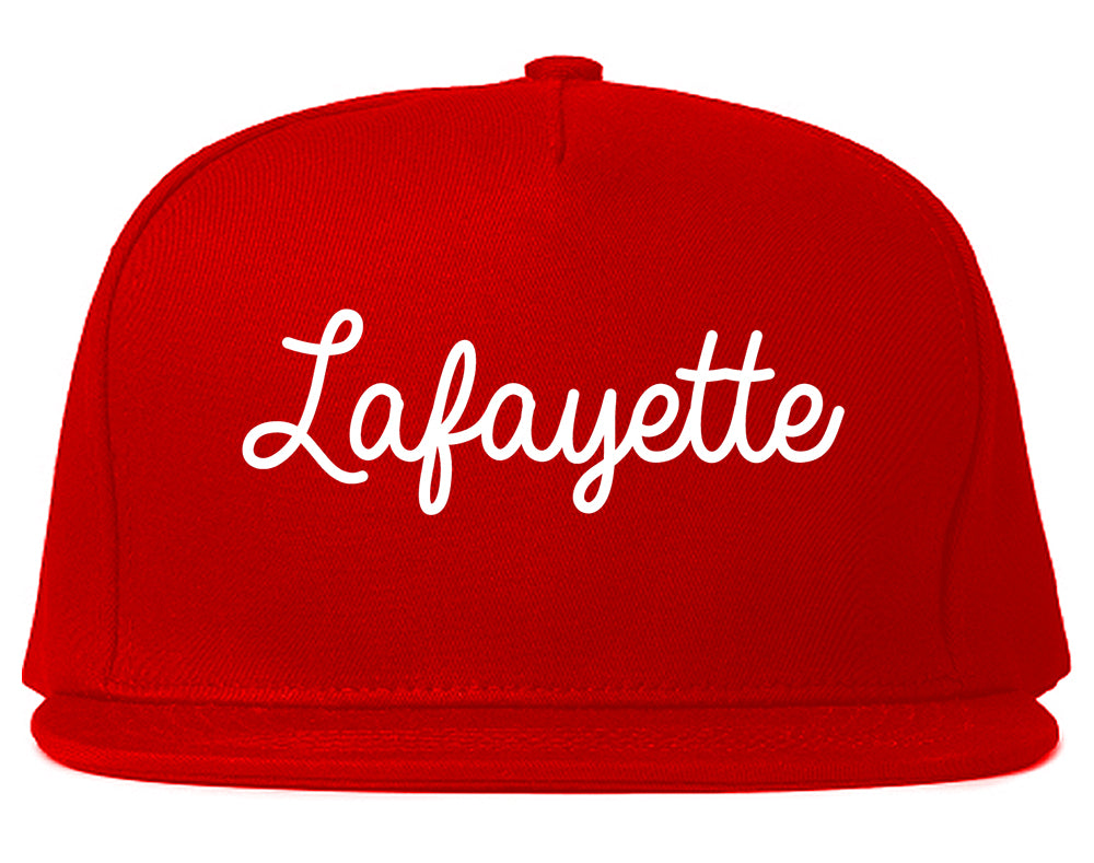 Lafayette Colorado CO Script Mens Snapback Hat Red