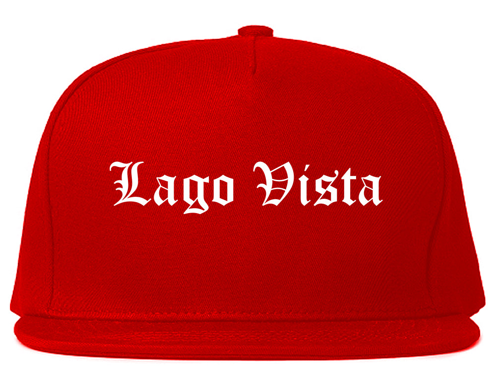 Lago Vista Texas TX Old English Mens Snapback Hat Red