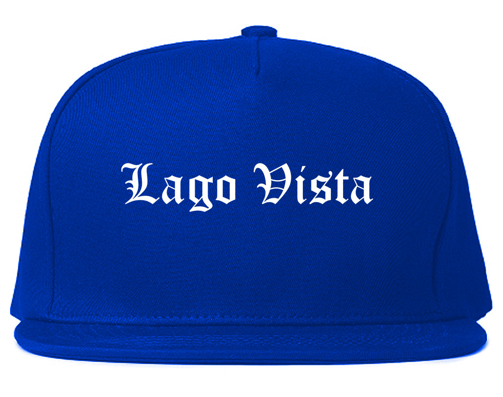 Lago Vista Texas TX Old English Mens Snapback Hat Royal Blue